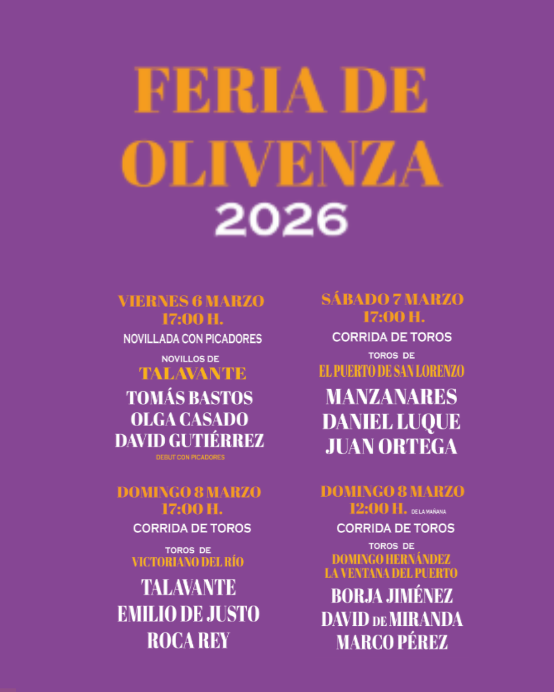 Feria taurina de Olivenza 2026